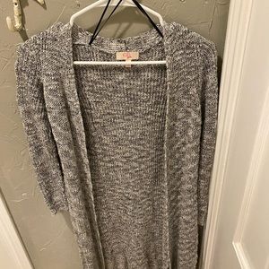 Gray cardigan with black bows